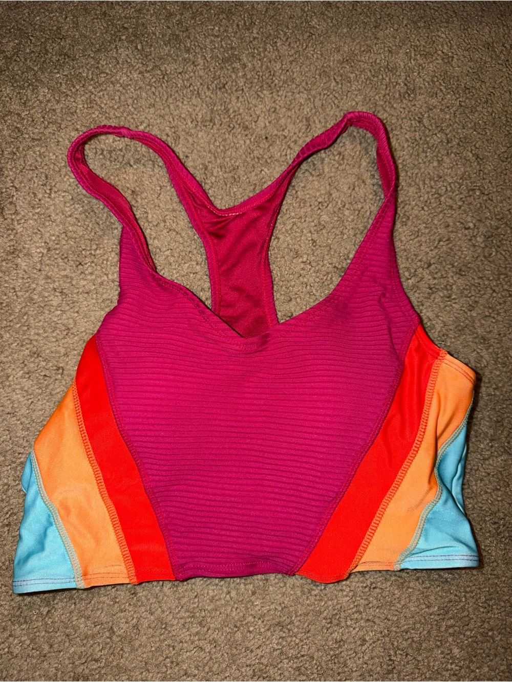 Racerback Colorblock Bralette - Pink & Multi